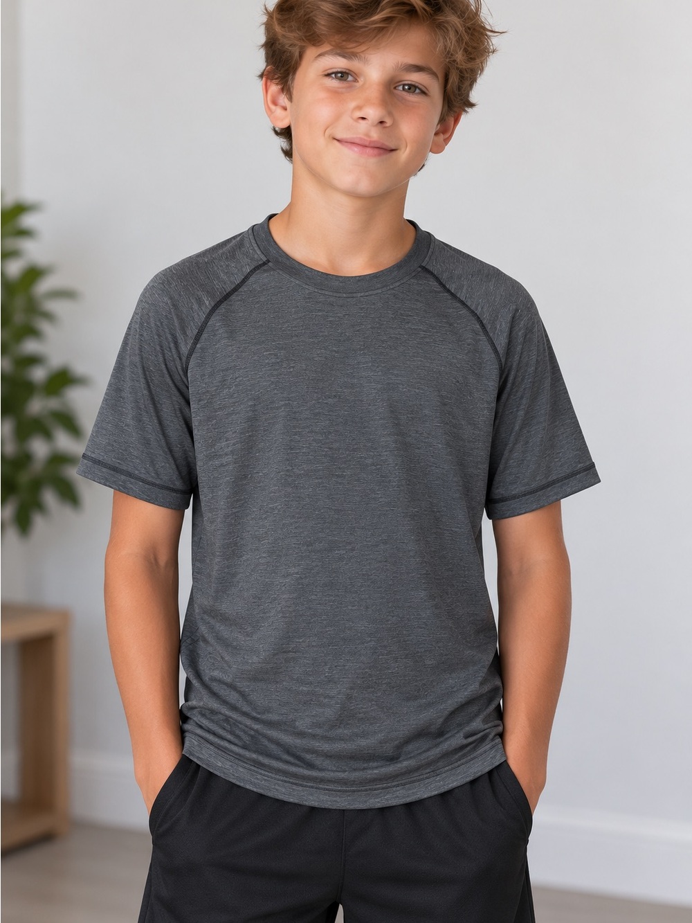 Old Navy Active Boys XL 14-16 Go-Dry Cool Gray Performance Shirt